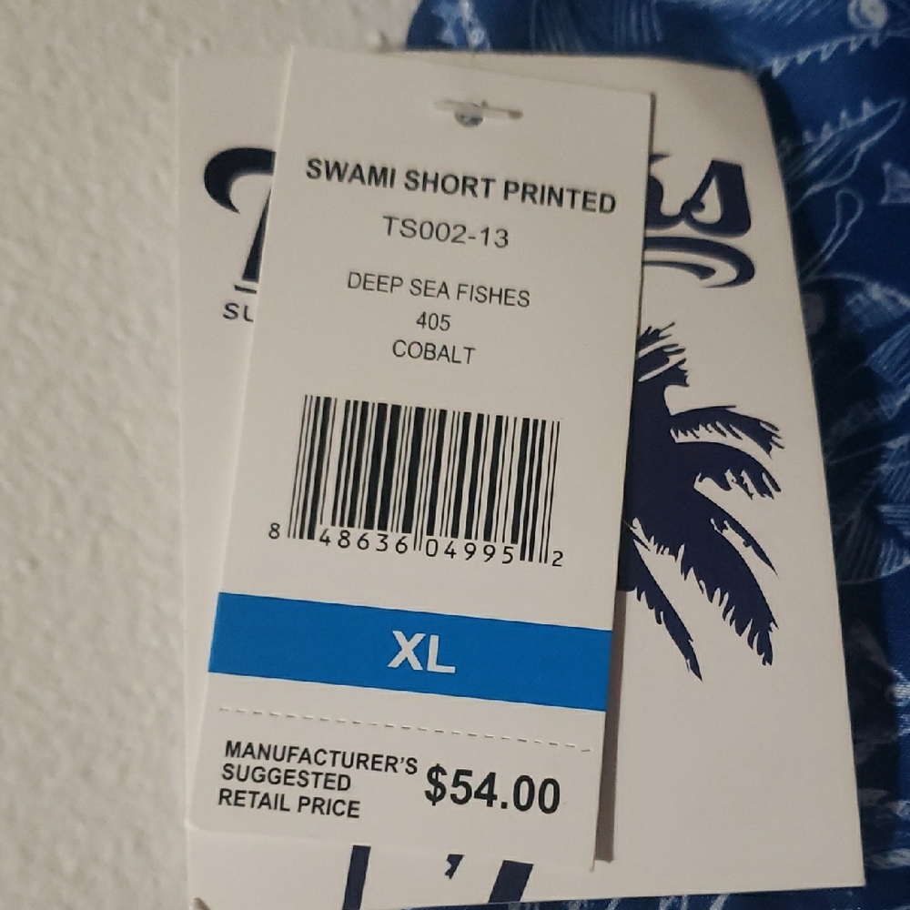 Men's Trunks Surf & Swim Co. Nautical Deep Sea Fishes Printed Size XL Cobalt NWT - Picture 2 of 13